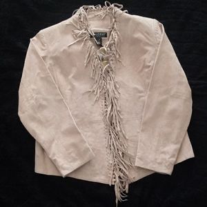 Cream Colored Dialogue Leather Jacket